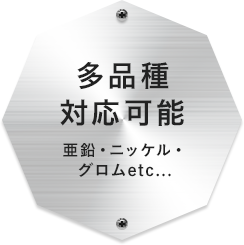 多品種対応可能亜鉛・ニッケル・グロムetc